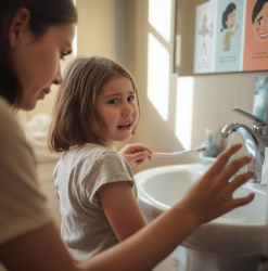 Parent aidant son enfant à se laver les mains, routine d'hygiène quotidienne